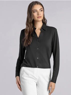 Buttercloth Icy Bamboo Classic Black Button-Down Shirt - Pre-Tucked Fit